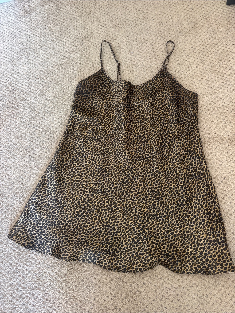 Leopard Print Slip Dress - Black and Gold